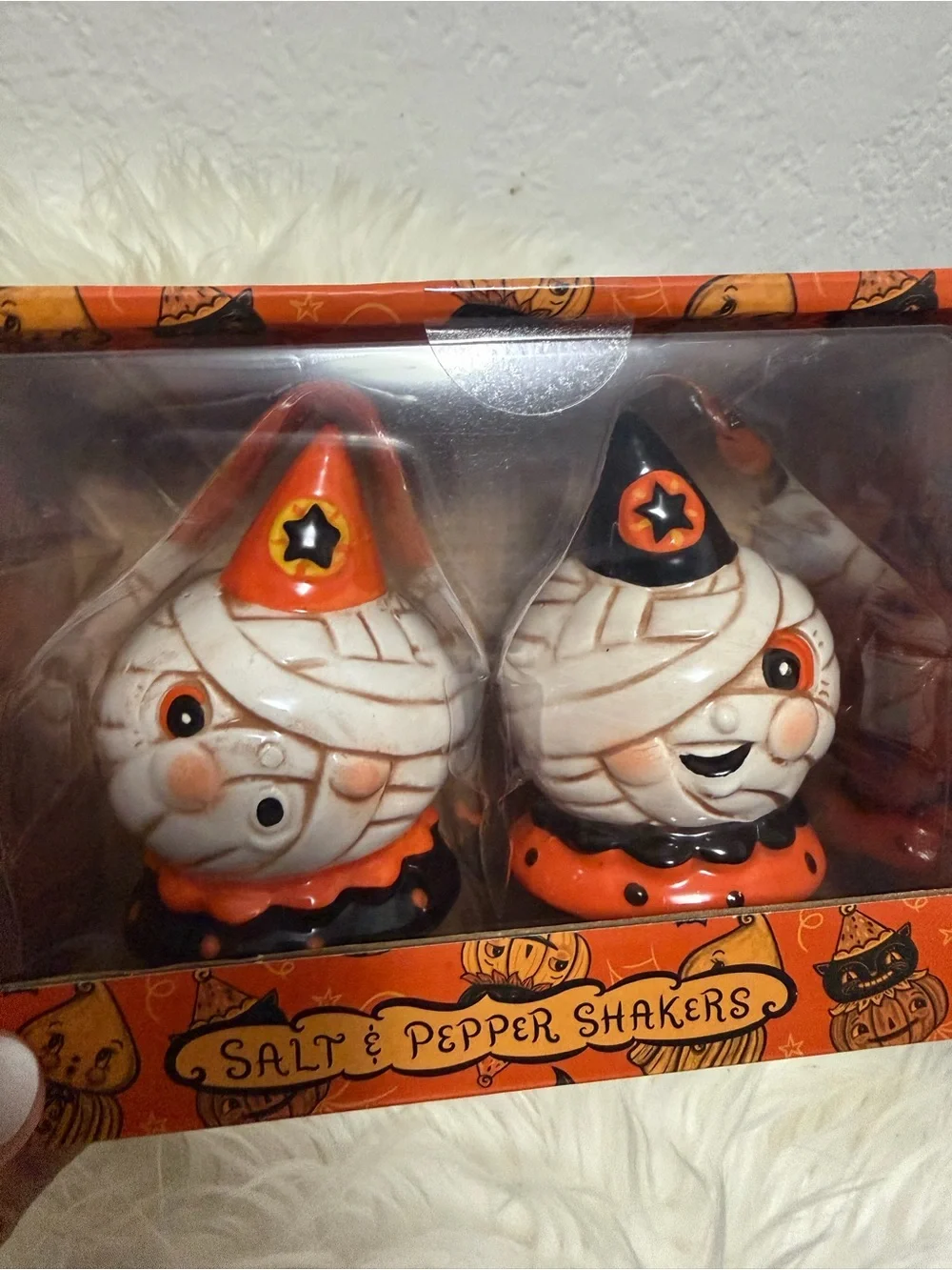 Johanna parker Halloween Mummy Salt & Pepper Shaker Set - Orange